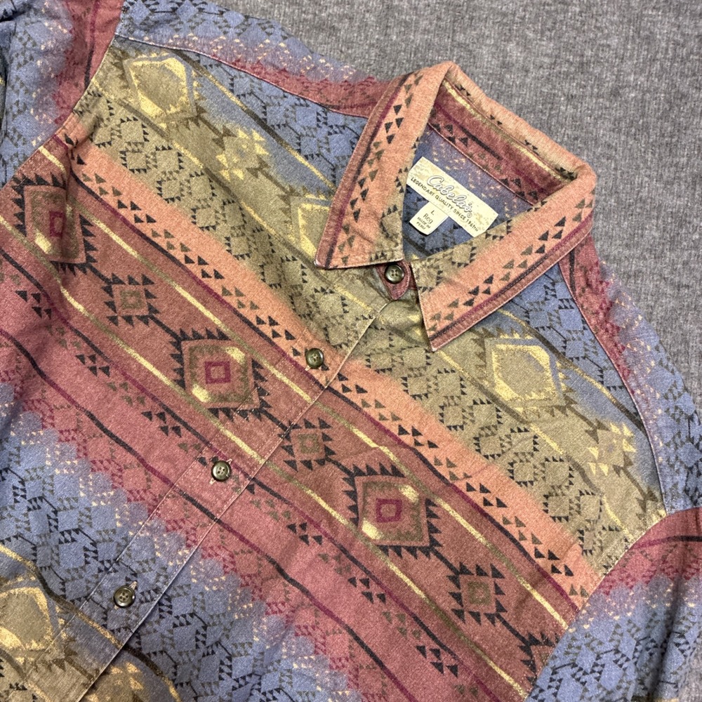 Cabela's‎ Southwestern Button Down Shirt Mens Large Multicolor Aztec Geometric